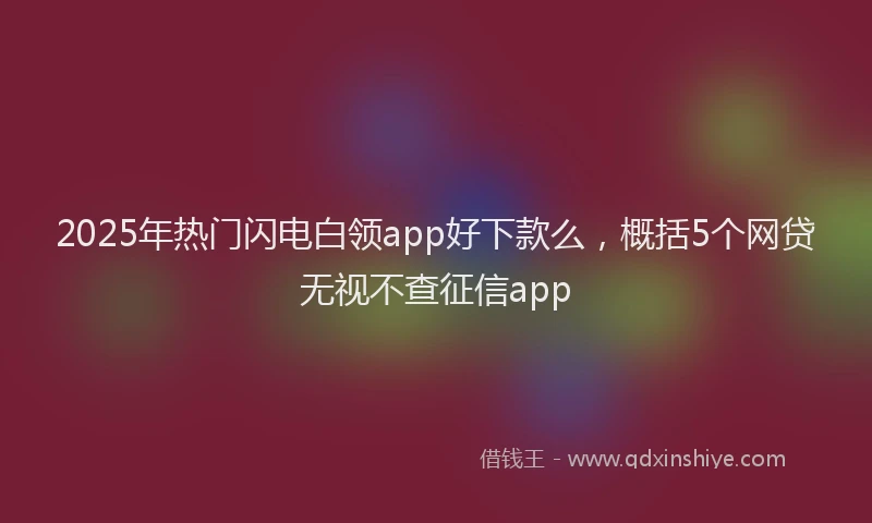 2025年热门闪电白领app好下款么,概括5个网贷无视不查征信app