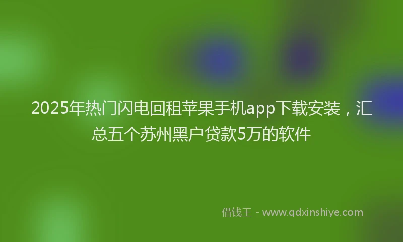 2025年热门闪电回租苹果手机app下载安装,汇总五个苏州黑户贷款5万的软件