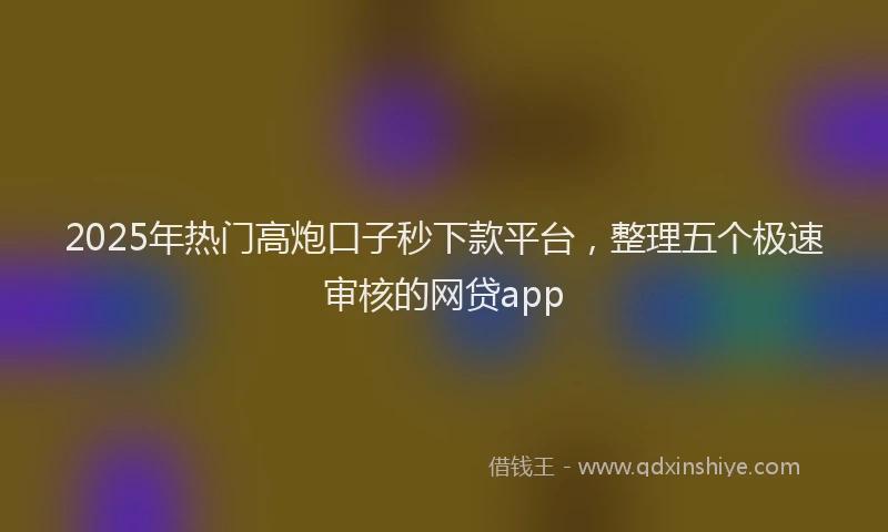 2025年热门高炮口子秒下款平台，整理五个极速审核的网贷app