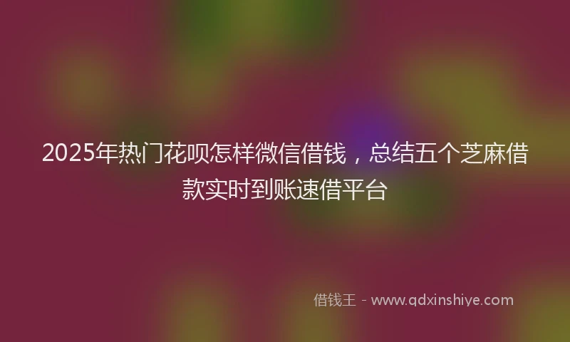 2025年热门花呗怎样微信借钱，总结五个芝麻借款实时到账速借平台