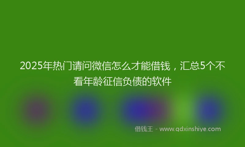 2025年热门请问微信怎么才能借钱，汇总5个不看年龄征信负债的软件
