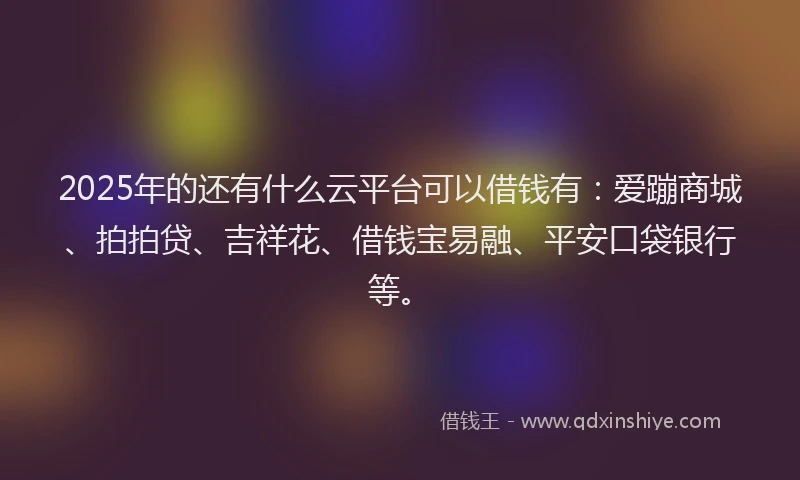2025年的还有什么云平台可以借钱有：爱蹦商城、拍拍贷、吉祥花、借钱宝易融、平安口袋银行等。