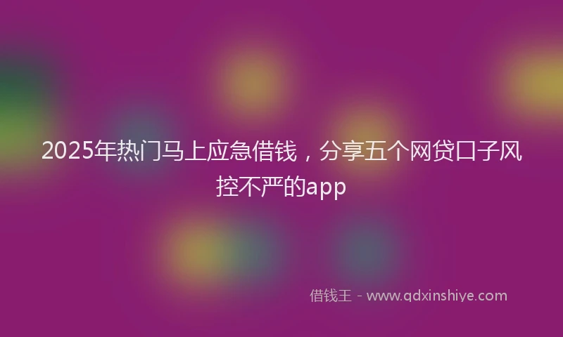 2025年热门马上应急借钱，分享五个网贷口子风控不严的app
