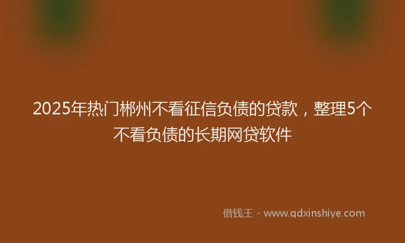2025年热门郴州不看征信负债的贷款，整理5个不看负债的长期网贷软件
