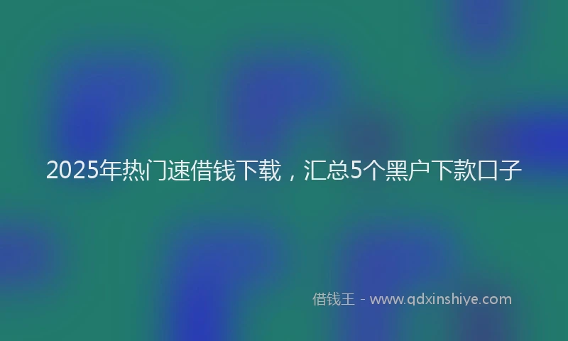 2025年热门速借钱下载，汇总5个黑户下款口子