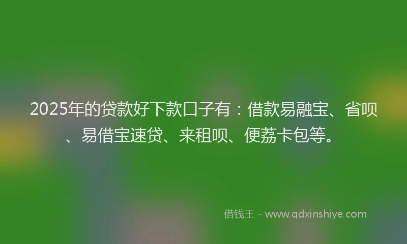2025年的贷款好下款口子有:借款易融宝、省呗、易借宝速贷、来租呗、便荔卡包等。