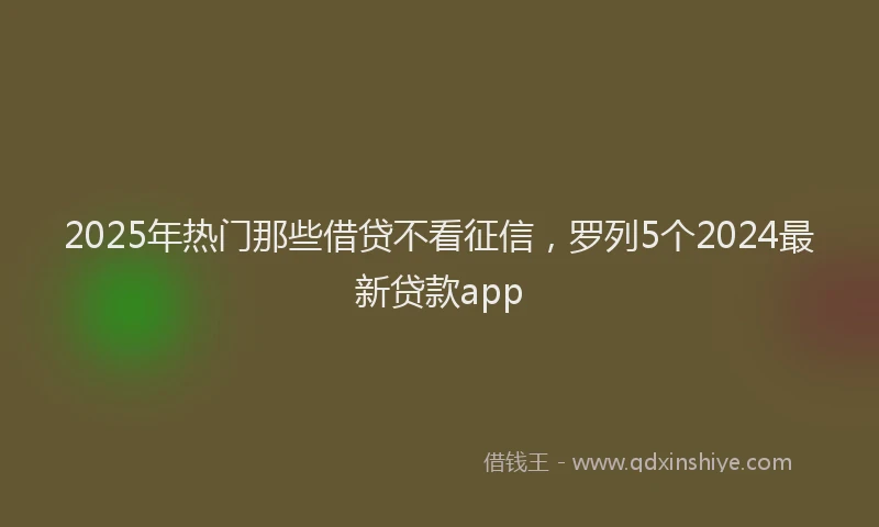 2025年热门那些借贷不看征信，罗列5个2024最新贷款app