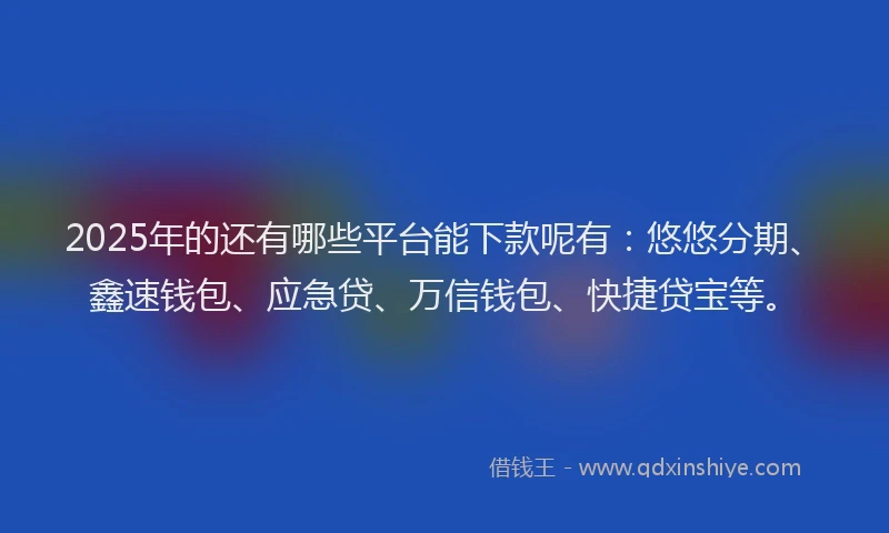 2025年的还有哪些平台能下款呢有：悠悠分期、鑫速钱包、应急贷、万信钱包、快捷贷宝等。