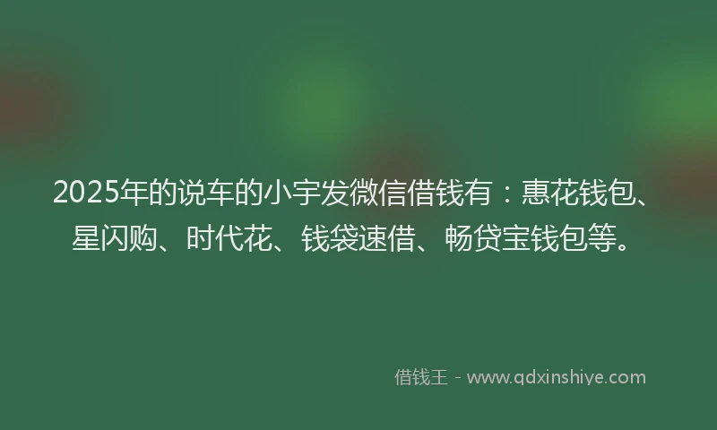 2025年的说车的小宇发微信借钱有：惠花钱包、星闪购、时代花、钱袋速借、畅贷宝钱包等。