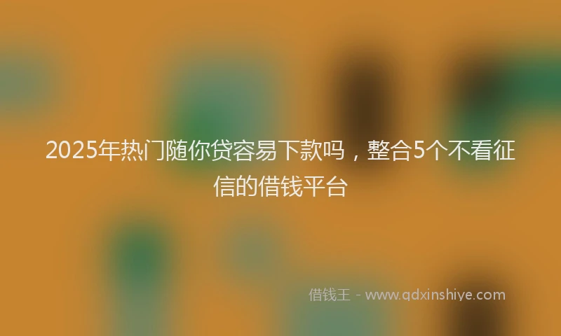 2025年热门随你贷容易下款吗，整合5个不看征信的借钱平台