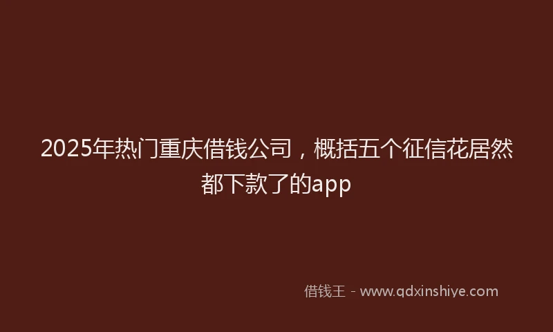 2025年热门重庆借钱公司，概括五个征信花居然都下款了的app