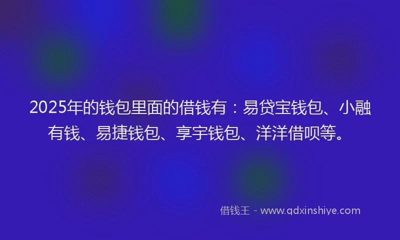2025年的钱包里面的借钱有：易贷宝钱包、小融有钱、易捷钱包、享宇钱包、洋洋借呗等。