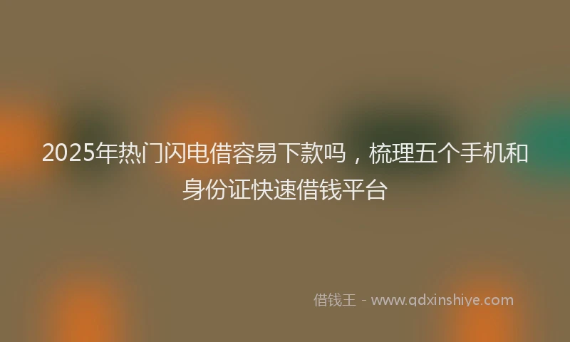 2025年热门闪电借容易下款吗,梳理五个手机和身份证快速借钱平台