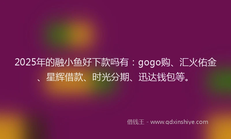 2025年的融小鱼好下款吗有：gogo购、汇火佑金、星辉借款、时光分期、迅达钱包等。