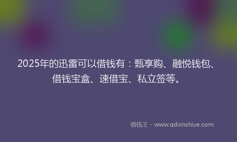 2025年的迅雷可以借钱有:甄享购、融悦钱包、借钱宝盒、速借宝、私立签等。