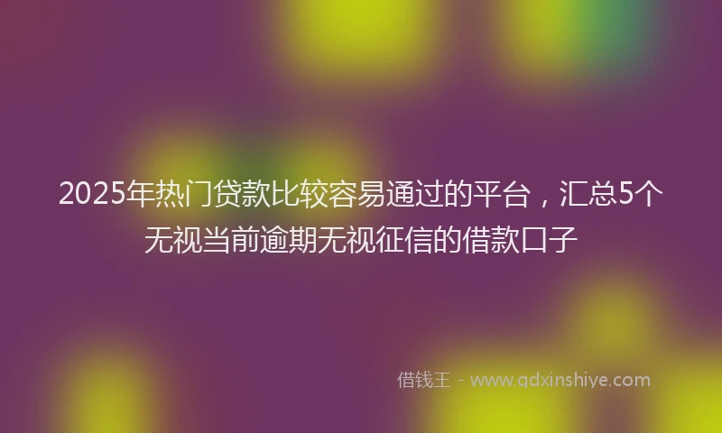 2025年热门贷款比较容易通过的平台,汇总5个无视当前逾期无视征信的借款口子
