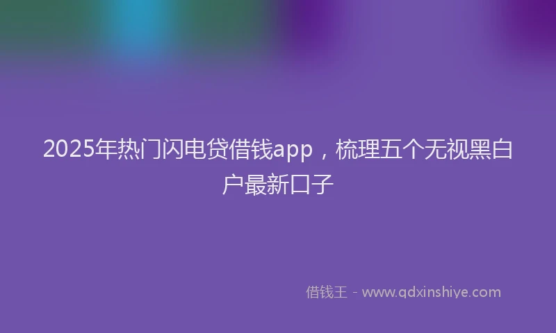 2025年热门闪电贷借钱app,梳理五个无视黑白户最新口子