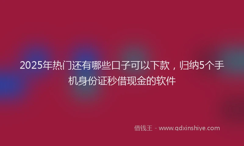 2025年热门还有哪些口子可以下款,归纳5个手机身份证秒借现金的软件