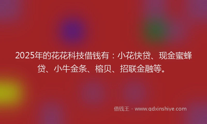 2025年的花花科技借钱有：小花快贷、现金蜜蜂贷、小牛金条、榕贝、招联金融等。