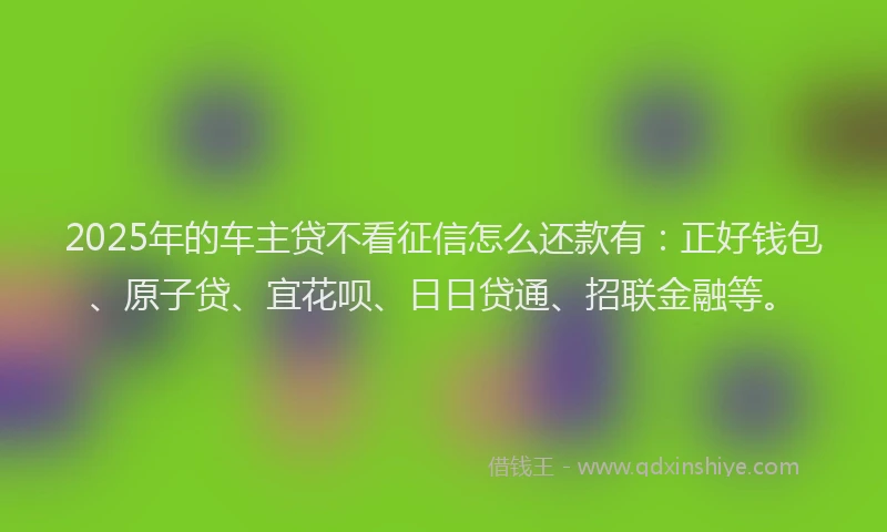2025年的车主贷不看征信怎么还款有:正好钱包、原子贷、宜花呗、日日贷通、招联金融等。
