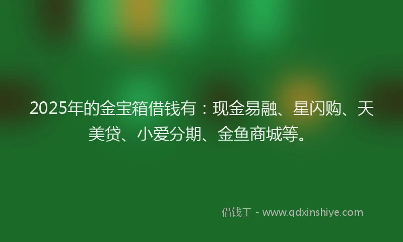 2025年的金宝箱借钱有：现金易融、星闪购、天美贷、小爱分期、金鱼商城等。