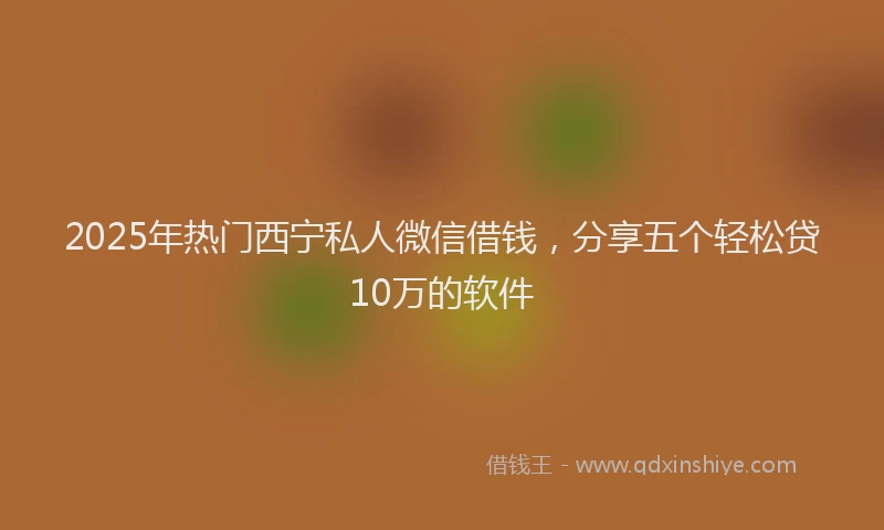2025年热门西宁私人微信借钱,分享五个轻松贷10万的软件