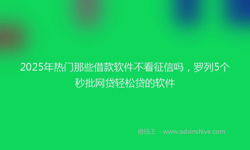 2025年热门那些借款软件不看征信吗，罗列5个秒批网贷轻松贷的软件