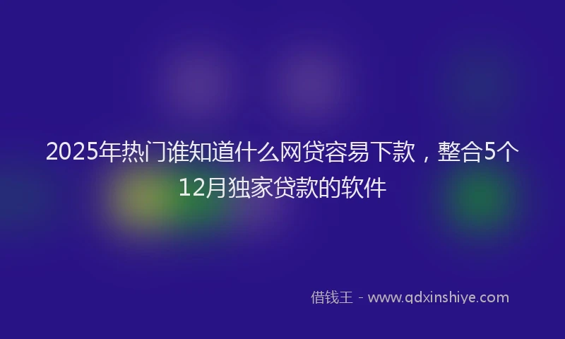 2025年热门谁知道什么网贷容易下款，整合5个12月独家贷款的软件