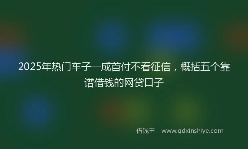 2025年热门车子一成首付不看征信,概括五个靠谱借钱的网贷口子