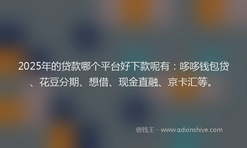 2025年的贷款哪个平台好下款呢有:哆哆钱包贷、花豆分期、想借、现金直融、京卡汇等。