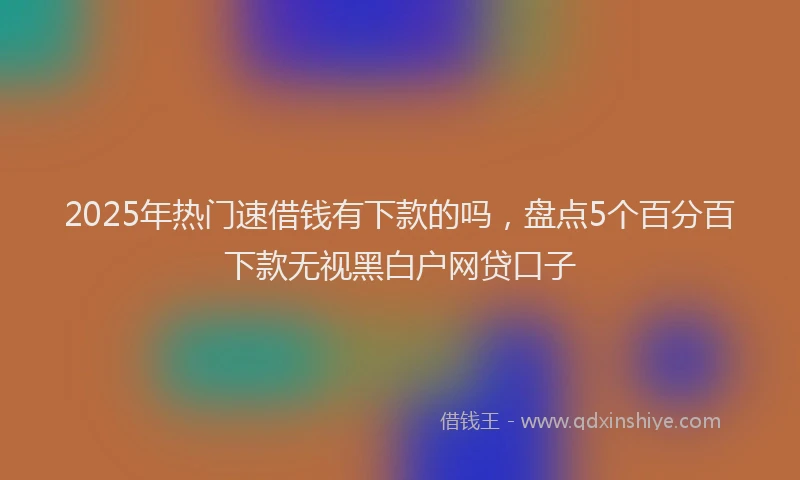 2025年热门速借钱有下款的吗，盘点5个百分百下款无视黑白户网贷口子
