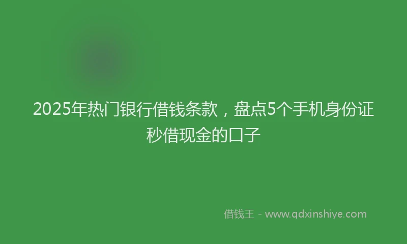2025年热门银行借钱条款,盘点5个手机身份证秒借现金的口子