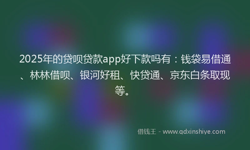 2025年的贷呗贷款app好下款吗有:钱袋易借通、林林借呗、银河好租、快贷通、京东白条取现等。