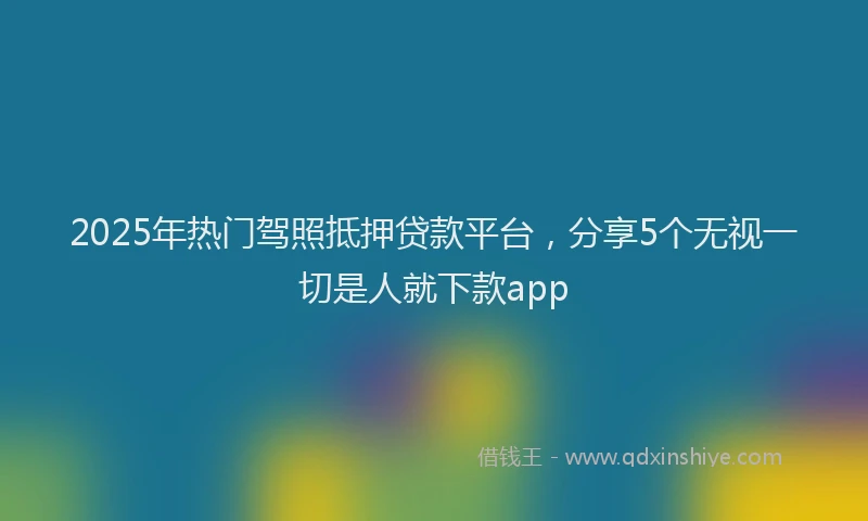 2025年热门驾照抵押贷款平台，分享5个无视一切是人就下款app