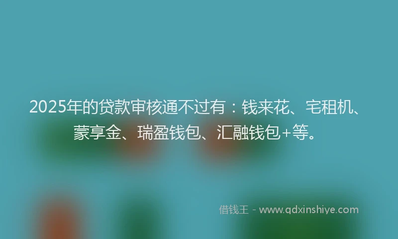 2025年的贷款审核通不过有:钱来花、宅租机、蒙享金、瑞盈钱包、汇融钱包+等。