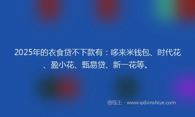 2025年的衣食贷不下款有:哆来米钱包、时代花、盈小花、甄易贷、新一花等。