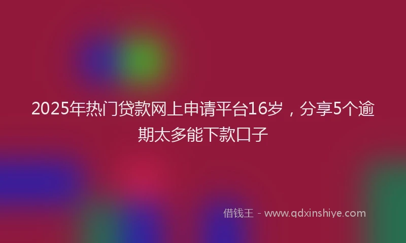 2025年热门贷款网上申请平台16岁,分享5个逾期太多能下款口子