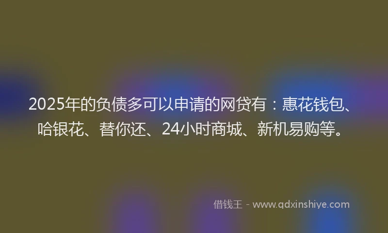 2025年的负债多可以申请的网贷有：惠花钱包、哈银花、替你还、24小时商城、新机易购等。