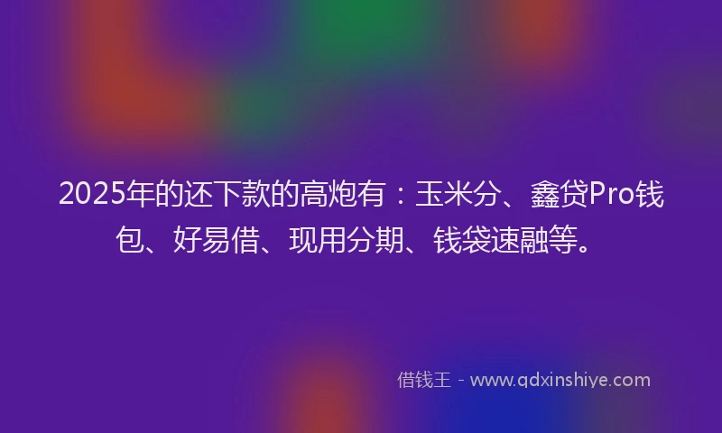 2025年的还下款的高炮有：玉米分、鑫贷Pro钱包、好易借、现用分期、钱袋速融等。