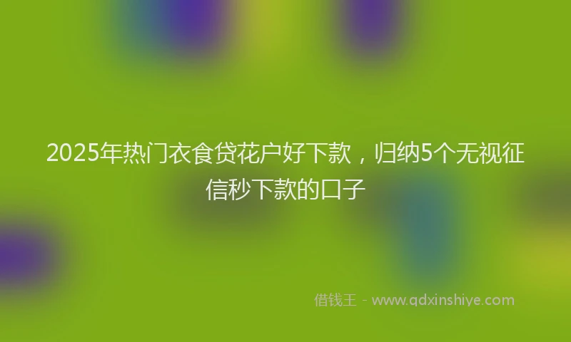 2025年热门衣食贷花户好下款，归纳5个无视征信秒下款的口子