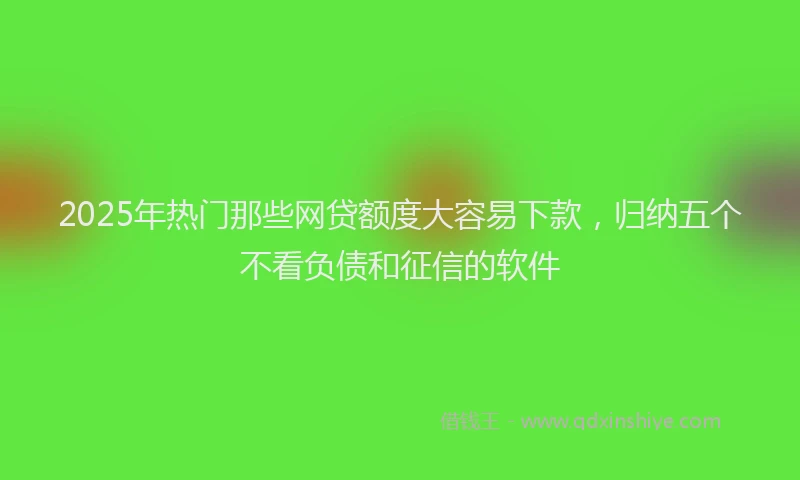 2025年热门那些网贷额度大容易下款,归纳五个不看负债和征信的软件