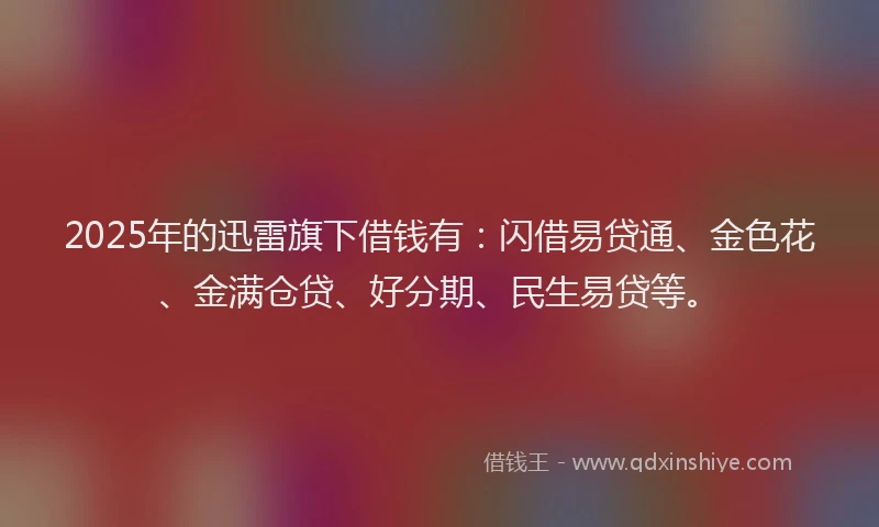 2025年的迅雷旗下借钱有:闪借易贷通、金色花、金满仓贷、好分期、民生易贷等。