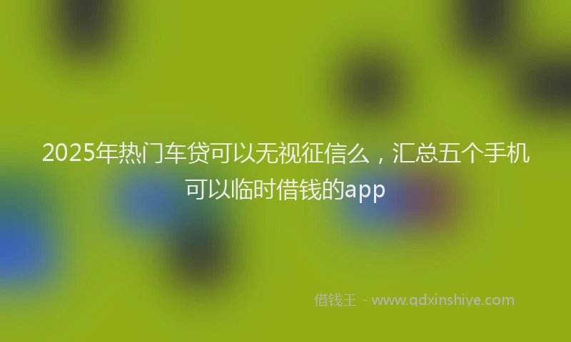 2025年热门车贷可以无视征信么，汇总五个手机可以临时借钱的app