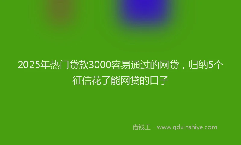 2025年热门贷款3000容易通过的网贷，归纳5个征信花了能网贷的口子