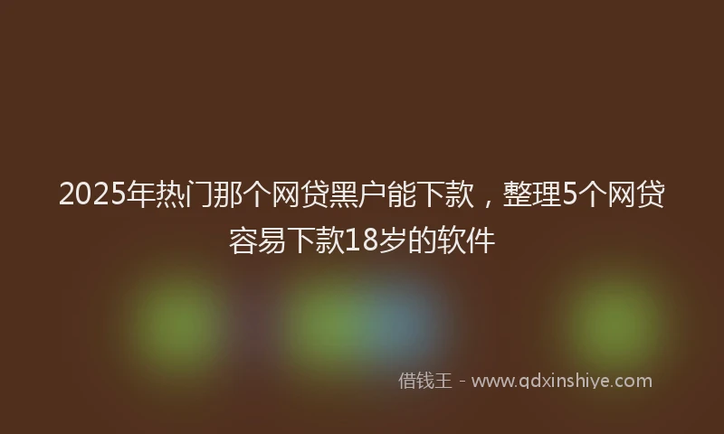 2025年热门那个网贷黑户能下款，整理5个网贷容易下款18岁的软件