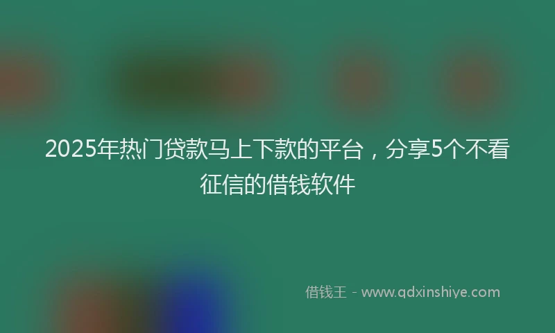2025年热门贷款马上下款的平台，分享5个不看征信的借钱软件