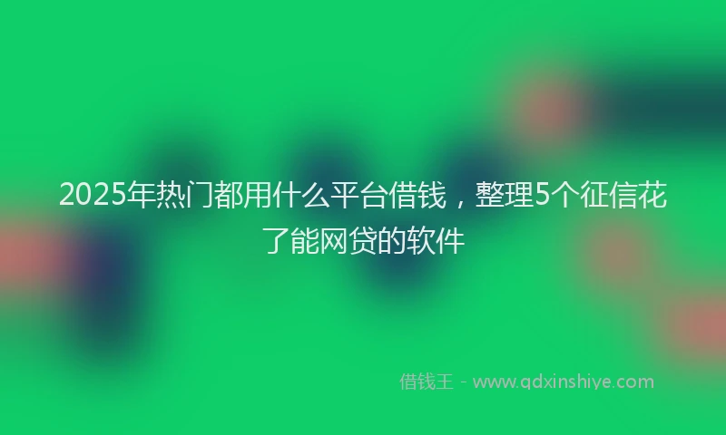 2025年热门都用什么平台借钱,整理5个征信花了能网贷的软件