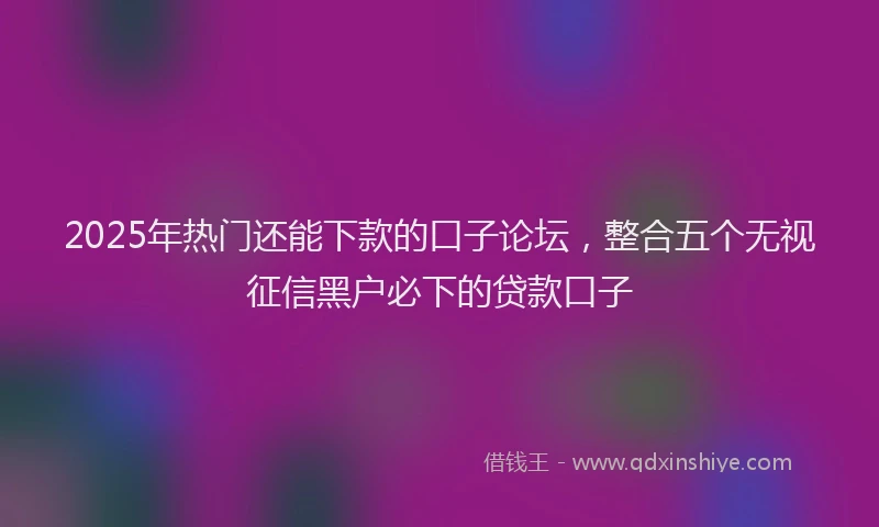 2025年热门还能下款的口子论坛,整合五个无视征信黑户必下的贷款口子
