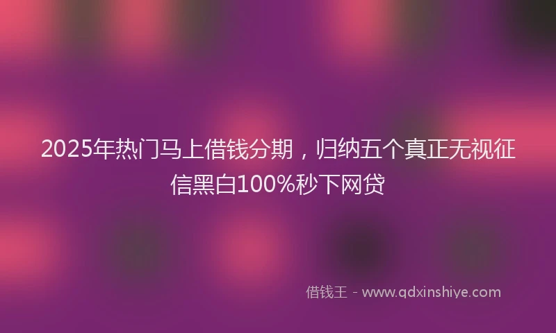 2025年热门马上借钱分期,归纳五个真正无视征信黑白100%秒下网贷