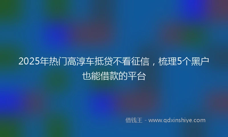 2025年热门高淳车抵贷不看征信，梳理5个黑户也能借款的平台